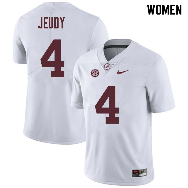 Alabama Crimson Tide Women's Jerry Jeudy #4 White NCAA Nike Authentic Stitched College Football Jersey UF16F25JB